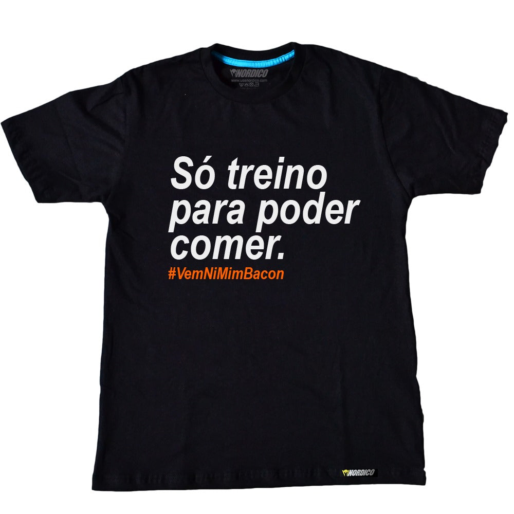 Camiseta Só Treino para Poder Comer cor preto