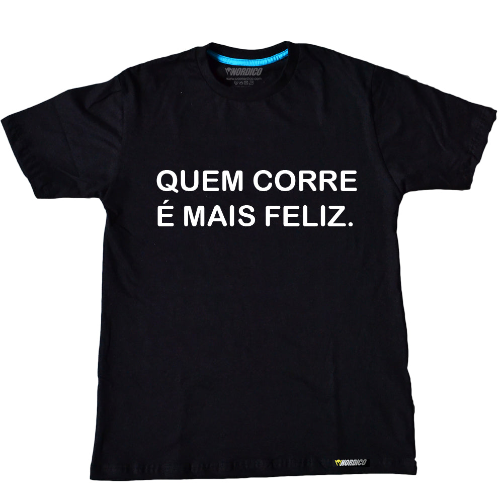 camiseta nordico quem corre é mais feliz cor preto